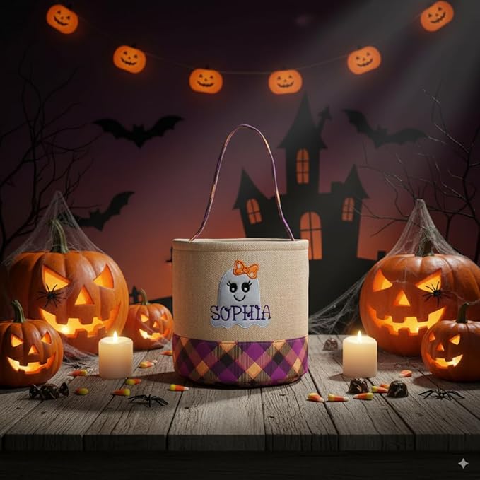 Halloween pumpkin checkered storage basket mall amusement park indoor outdoor decoration ornament tote basket