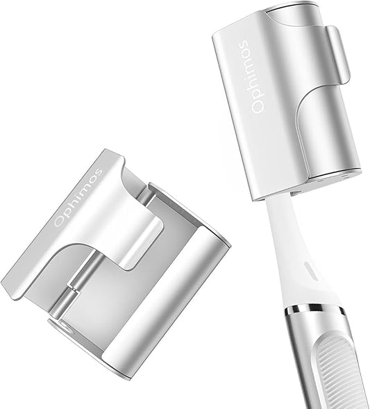 Aluminum Alloy Toothbrush Head Cover/Cap/Protector Case,Travel Toothbrush Covers Long-lasting Toothbrush Head Caps for Most Electric/Manual Brushes (Silver+Silver, 2 Count)