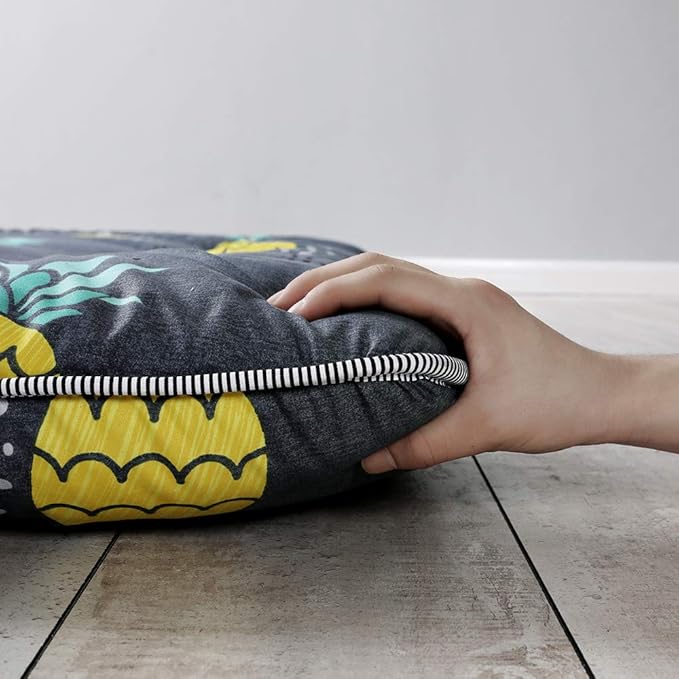 MAXYOYO Grey Pineapple Japanese Floor Futon Mattress, Tatami Floor Mat Portable Camping Mattress Kids Sleeping Pad Foldable Roll Up Floor Lounger Couch Twin Size with Mattress Protector Cover
