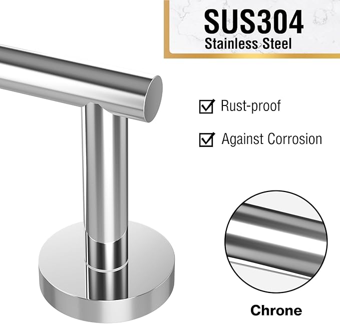 HITSLAM Chrome Toilet Paper Holder Wall Mount, Double Post Pivoting Toilet Paper Roll Holder, SUS304 Stainless Steel Toilet Tissue Holder, Modern Tissue Holder for Bathroom, Kitchen, Washroom