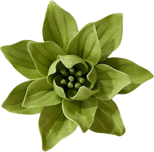 AMERRY Magnolia, 3.54" 3D Handmade Porcelain Flower Wall Art Decor, 3D Ceramic Flower Wall Decor, Home Office Decor, Unique Gift for Home Office Decor,Girls (Fruit green)