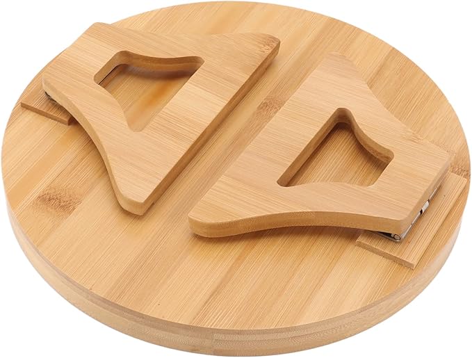 Tissting Wood Round Sofa Tray 9.65in x 4.72in - Clip on Side Table with Foldable Leg for Coffee, Tea, Snacks, Remote Controls, Living Room, Apartment, Dorm