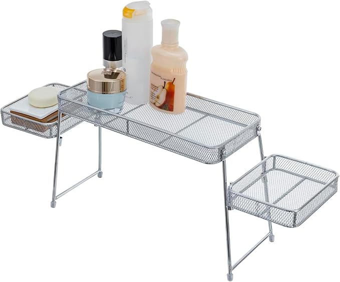 MyGift Chrome Plated Metal Over the Sink Organizer Shelf Rack, 3 Tiered Bathroom or Kitchen Sink Storage Display Caddy