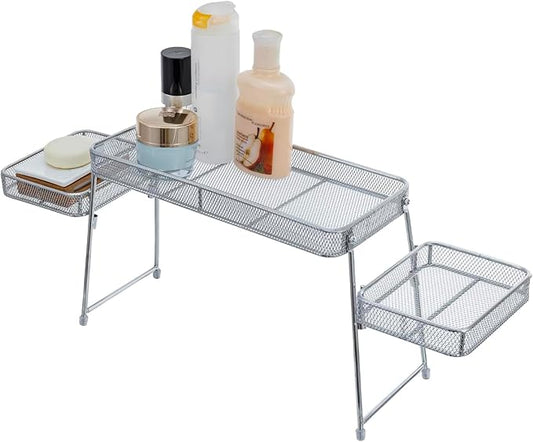 MyGift Chrome Plated Metal Over the Sink Organizer Shelf Rack, 3 Tiered Bathroom or Kitchen Sink Storage Display Caddy