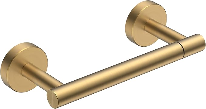 FORIOUS Toilet Paper Holder Wall Mount, Stainless Steel Rustproof Double Post Pivoting Tissue Roll Holder for Bathroom, Commercial Toilet Paper Dispenser, Brushed Gold & Matte Black