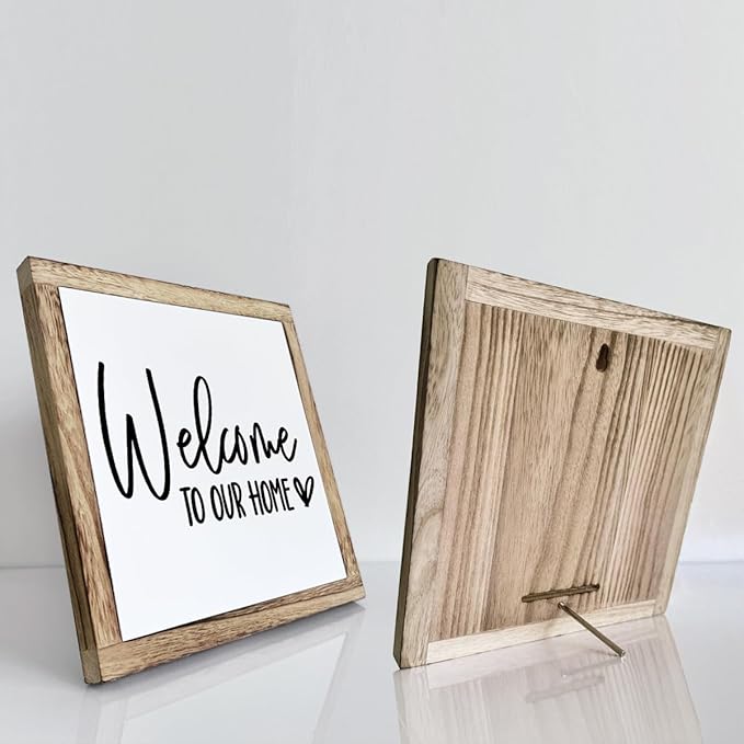 Welcome Sign, Wooden Box Signs for Home Decor, Freestanding Welcome Sign, Farmhouse Entryway, Front Door, Porch, Housewarming Tabletop, Welcome To Our Home (A1)