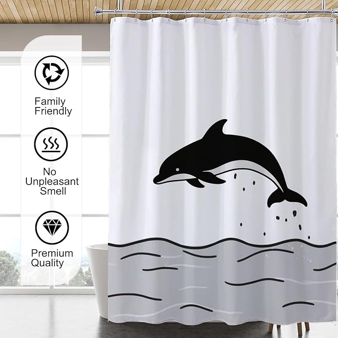 LLSCL Fabric Shower Curtain Liner with Magnets, Waterproof Hotel Quality, 72 x 72 Machine Washable