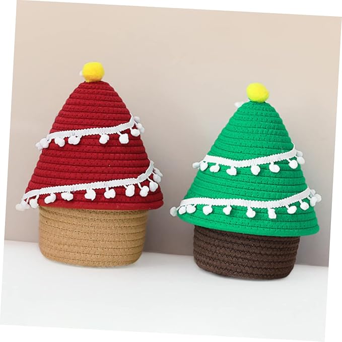 Small Storage Baskets for Christmas Tree Cotton Woven Organizing Basket Desktop Wardrobe Sundries Organizer