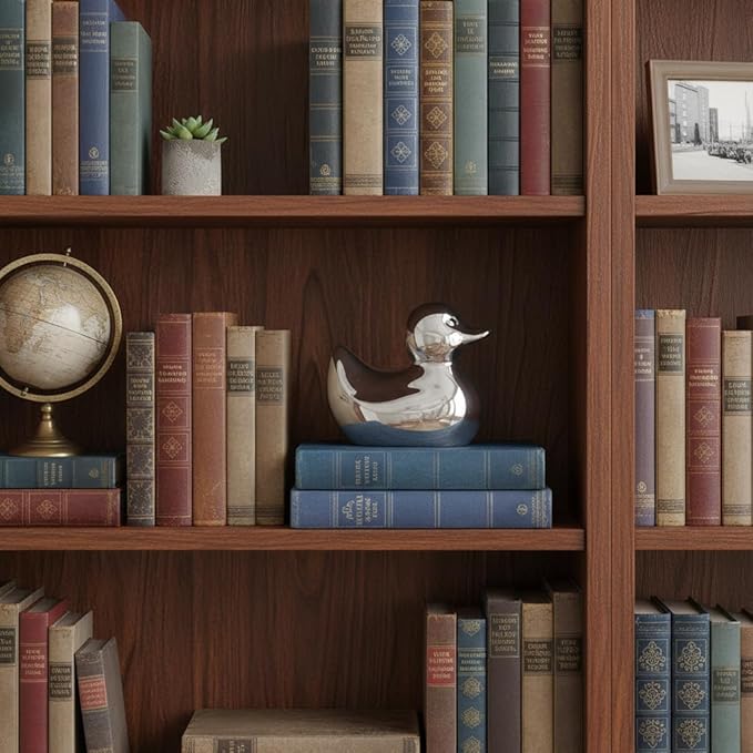 Home Decor Silver Ceramic Duck Figurines, Home Decor Animal Sculptures and Statues Handmade Artware Decor, Mini Duck