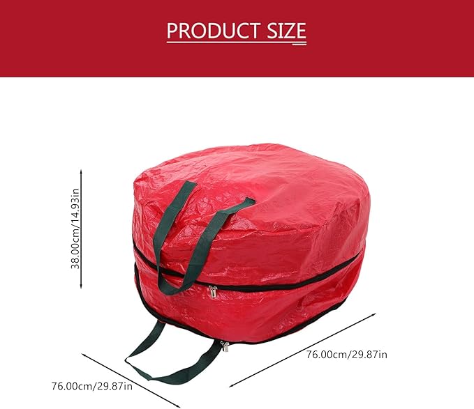 Christmas Wreath Organizer Double Storage Bag Zippered Holder for Wreaths Pe Material for Holiday Decoration Storage