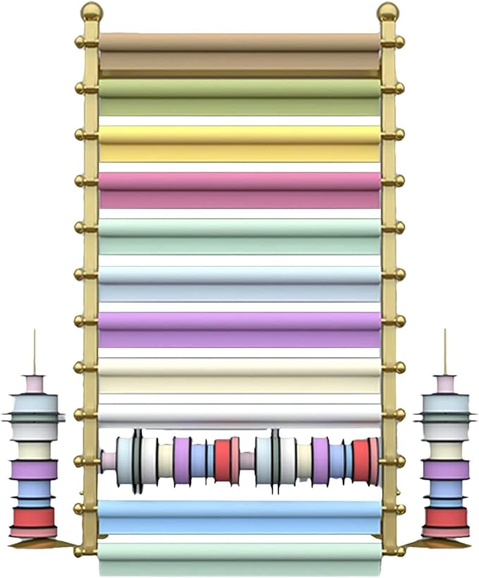 Wall Wrapping Paper Ribbon Organizers and Storage for Gift Shop/Flower Store, Iron Finish Commercial Multi-Purpose Stand, 120cm/47.2inch Tall,Gold 70cm/27.5in Wide