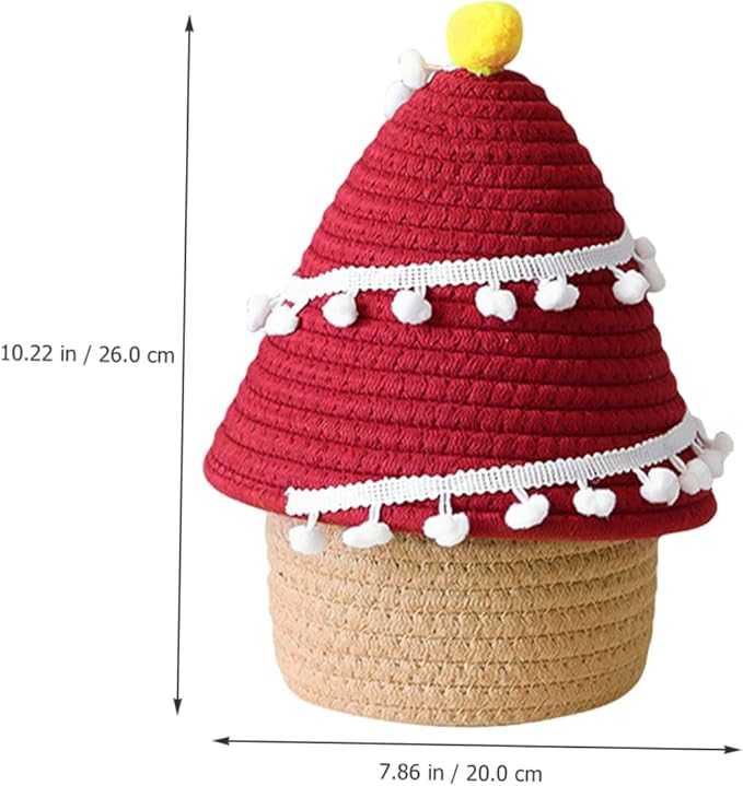 SOLUSTRE Cartoon Christmas Tree Storage Basket Thread Decorative Organizer for Toys and Sundries for Holiday and Everyday Use Lightweight and Stylish Design