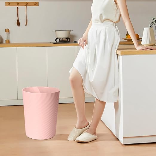 Small Trash Can - Plastic Waste basketbin for Office,Home,Bathroom,Kitchen - 1.8 Gallon - Pink