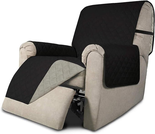 Easy-Going Recliner Sofa Slipcover Reversible Sofa Cover Water Resistant Couch Cover Furniture Protector with Elastic Straps for Pets Kids Children Dog Cat (Recliner, Black/Beige)