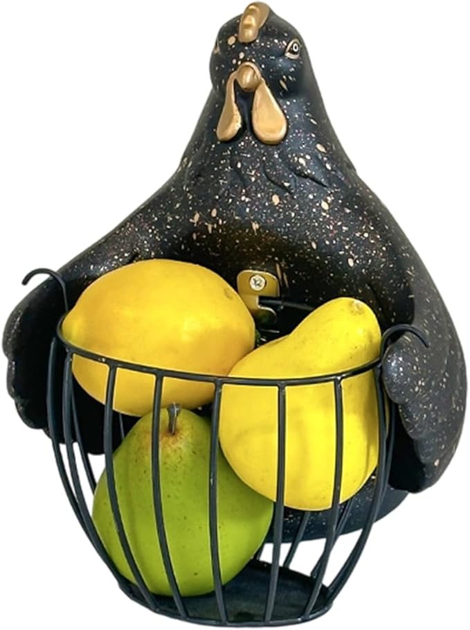 Bucolic Hugging Chicken Storage Basket Iron Frame Glues Multipurpose Organizers for Wedding Party Home Decors - Black