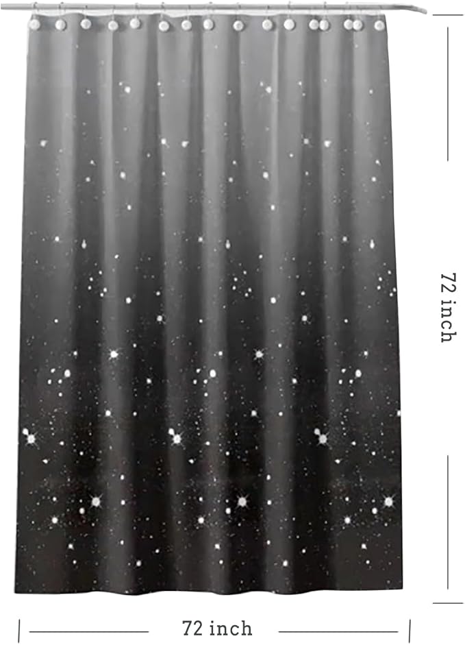 TIKABC Black Shower Curtain Liner, 4G PEVA Shower Liner, Plastic Peva Waterproof Shower Curtains, 72x72 inch with Grommet Holes 3 Magnetic Weights