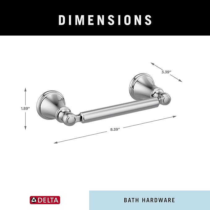 Delta Woodhurst (1-Pack) Toilet Paper Holder Polished Chrome Tissue Roll Holder for Bathroom Organization and Storage Pivoting Toilet Tissue Holder Wall Bathroom Accessories 73250