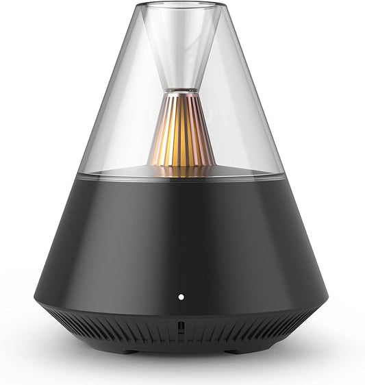 Ultrasonic Essential Oil Diffuser, 150ML Modern Aromatherapy Diffuser with Candle Light, 2 Mist Mode, Remote Control, Auto-Off, Small Cool Mist Humidifier for Home Bedroom Office Yoga, Black
