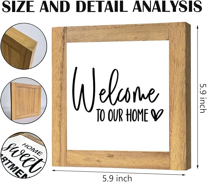 Welcome To Our Home - Freestanding Farmhouse Welcome Sign for Entryway, Front Door & Porch Decor