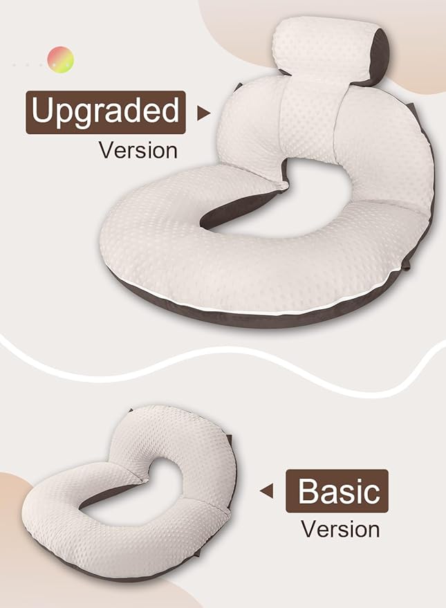 INSEN Reading Pillow, Back Pillow for Sitting in Bed for Reading, Nurse & Relax, Reading Pillow for Adults, Moms & Kids, Sit Up Pillow for Bed, Double-Sided Brown