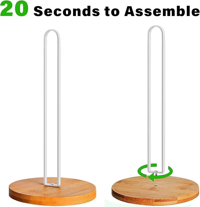 Wooden Paper Towel Holder Countertop, Kitchen-Towel-Holder FreeStanding with Non-Slip Base for Kitchen Bathroom