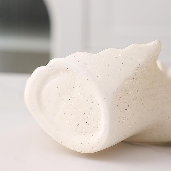 Handmade Ceramic Shell - Shaped Vase Se Artistic Textured Vases for Home Decor, Modern Minimalist Accent Pieces