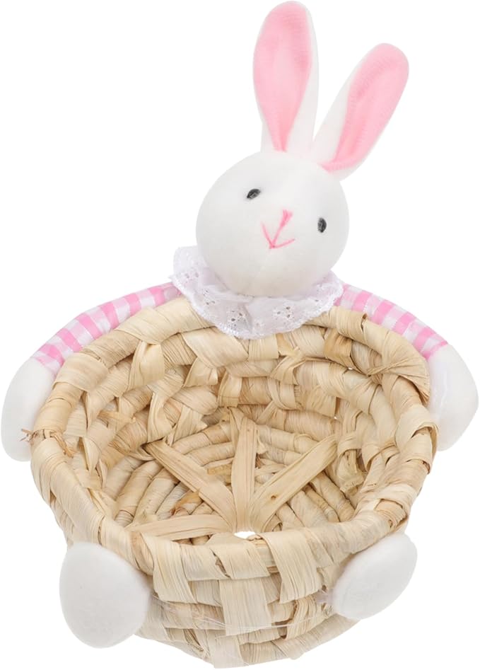 STOBAZA Lovely Bunny Storage Basket Color Easter Ornament for Home Decor Woven Design for Party Props and Egg Storage Adds Festive Charm to Any