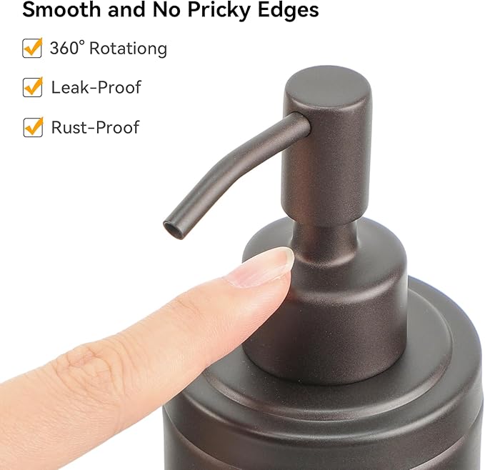 Countertop Hand Soap Dispenser, Refillable Stainless Steel Soap Pump Bottle for Bathroom & Kitchen, Free Standing - 300ml, Bronze