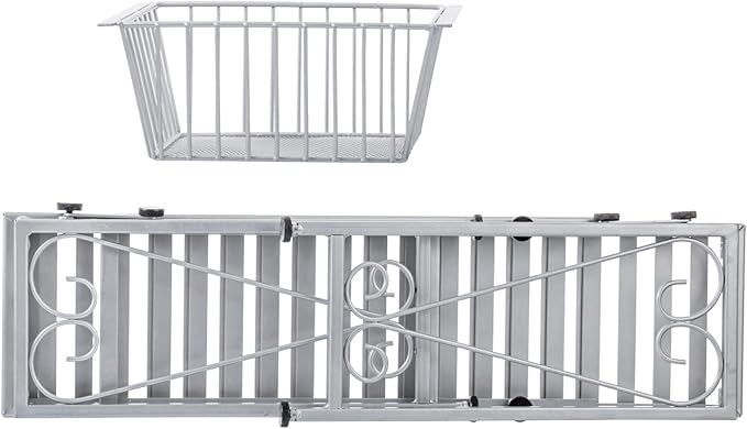 MyGift Silver Metal Over The Sink Organizer Shelf with Pull Out Drawer, Expandable Kitchen Caddy Rack, Bathroom Storage Shelf Riser with Scrollwork Design