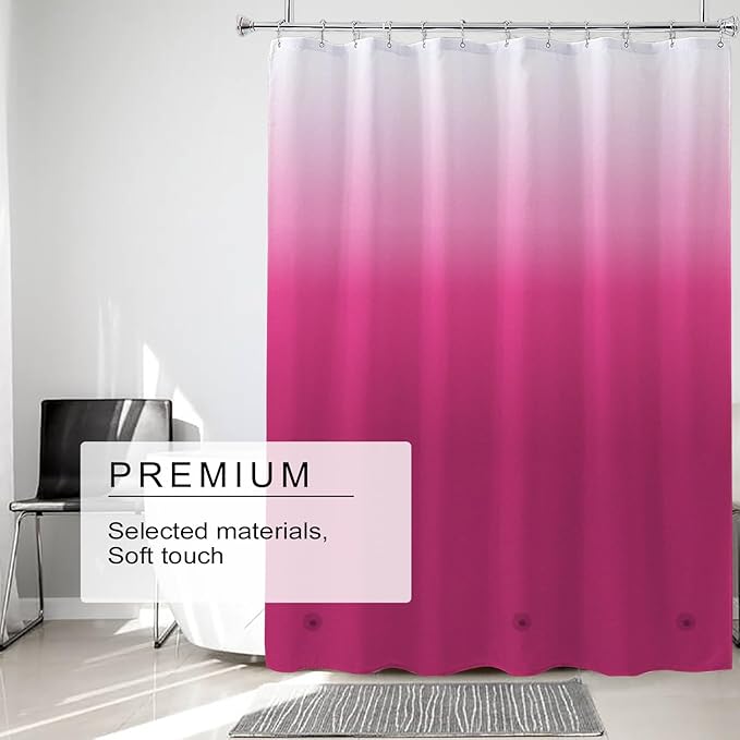 TIKABC Red Shower Curtain Liner, 4G PEVA Shower Liner, Plastic Peva Waterproof Shower Curtains, 72x72 inch with Grommet Holes 3 Magnetic Weights