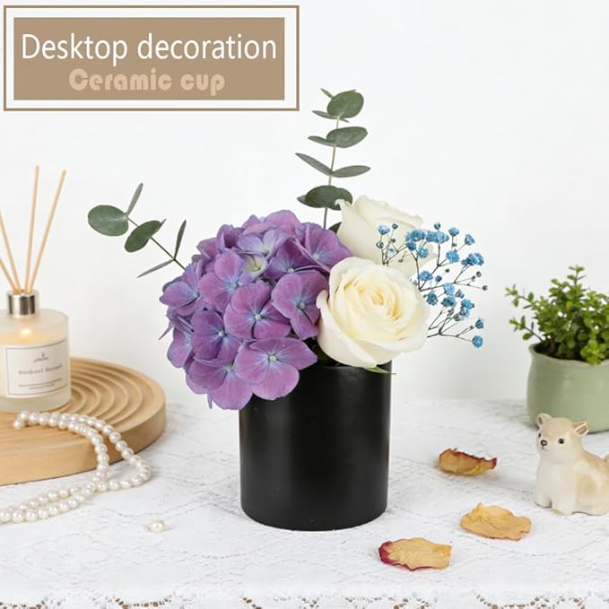 Extra-Large Ceramic Toothbrush and Toothpaste Cup, Bathroom Storage Cup, Black Toothbrush Cup Holder, Sturdy and Durable. （H6.3'' *W 5.3''）