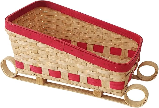 Sled Ornament Desktop Sundries Organizer Christmas Candy Basket Woven Storage Baskets Food Snack Container for Parties Dinner, 34x20x18cm