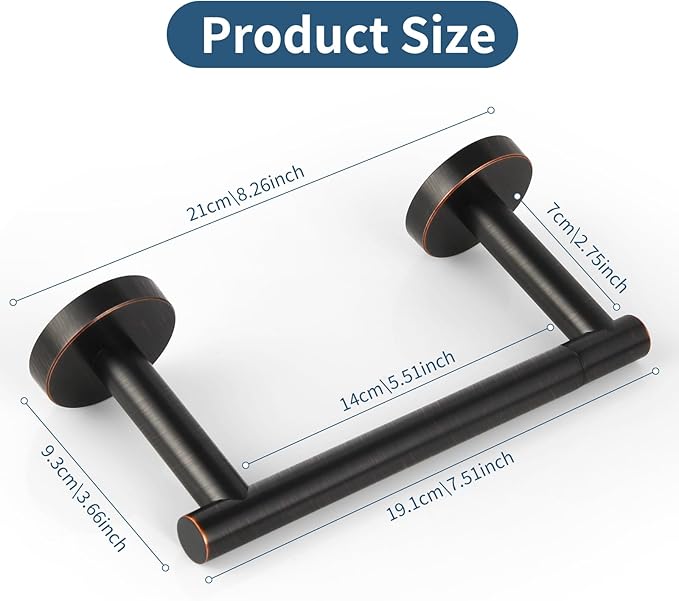 Newfun Oil Rubbed Bronze Toilet Paper Holder, SUS 304 Stainless Steel Adjustable Double Post Pivoting Toilet Paper Roll Holder Wall Mount for Bathroom