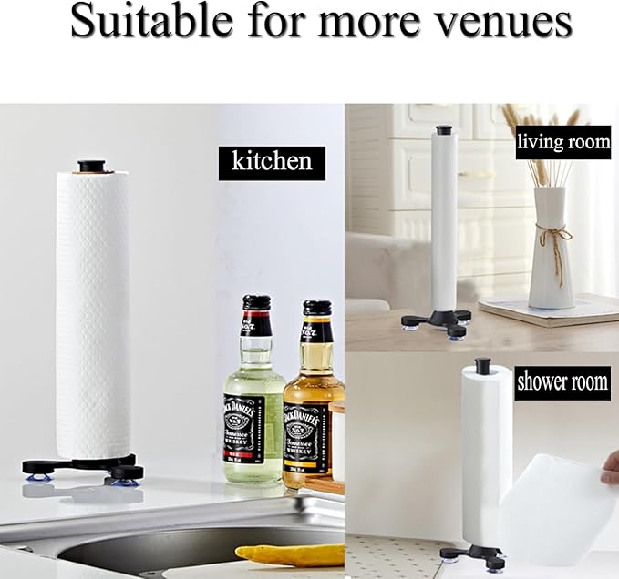 Black Kitchen Roll Holders Free Standing Paper Towel Holder, Premium Stainless Steel Kitchen Towel Holder for Kitchen Rolls Organizer, Classic Fashion Kitchen Roll Dispenser Suit for Any Kitchen