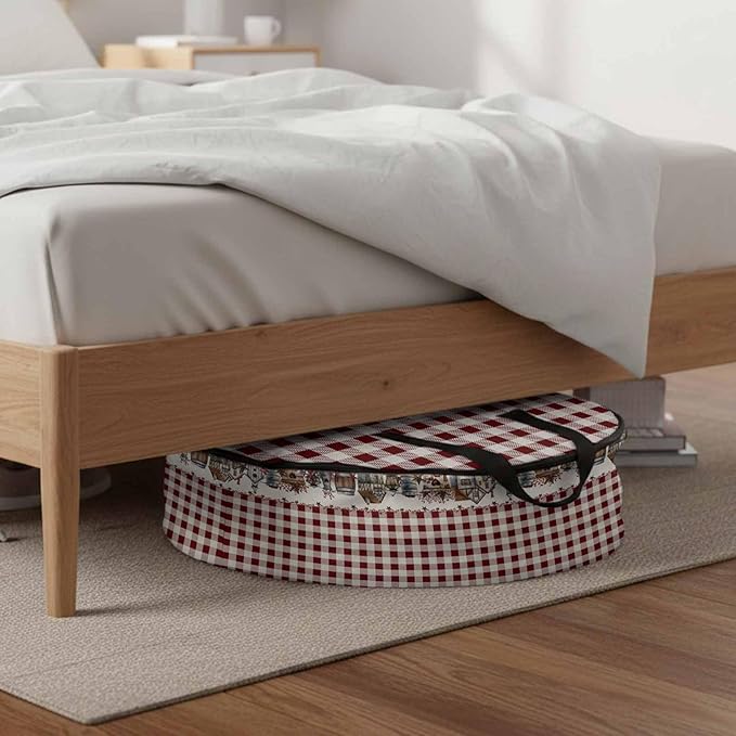 Storage Bag Barn Star Farmhouse Round Storage Totes Bins Closet Organizers with Zippers & Handle Red Buffalo Plaid Clothes Storage Container for Bedroom Dorm Space Saving Packing Supplies Moving Bags