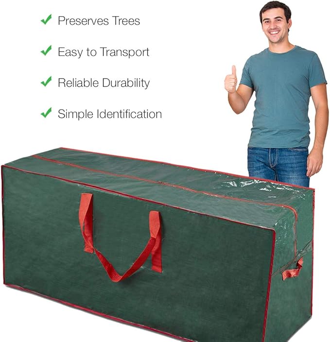 ProPik Christmas Tree Storage Bag | Fits Up to 7.5 ft. Disassembled Tree | 45" x 15" x 20" Holiday Artificial Tree Storage Case | Perfect Storage Container with Sleek Zipper and Handles (Green)