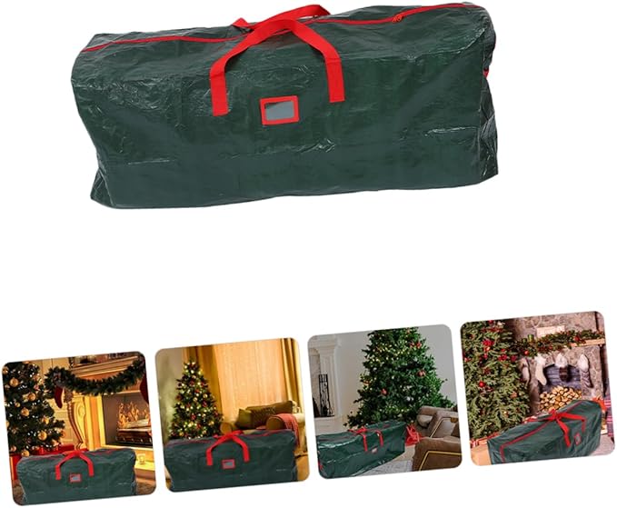 PRETYZOOM Christmas Tree Storage Bag Large Capacity Zippered Container for Holiday Tree Pet Material Easy to Carry Handles