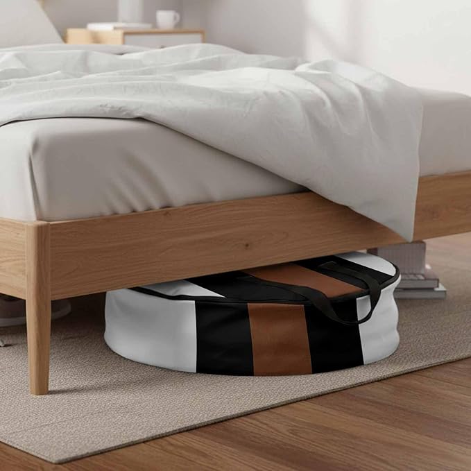 Storage Bag Brown Black White Round Storage Totes Bins Closet Organizers with Zippers & Handle Boho Style Clothes Storage Container for Bedroom Dorm Space Saving Packing Supplies Moving Bags