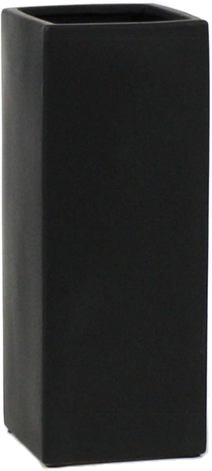 WGV Ceramic Block Vase 5" W x 14" H, (Multiple Size/Color Choices) Matte Tall Square Flower Planter Pot, Accents Home Office Tabletop Decor, Ideal Gifts Black 1 Piece (CSB0514BK)