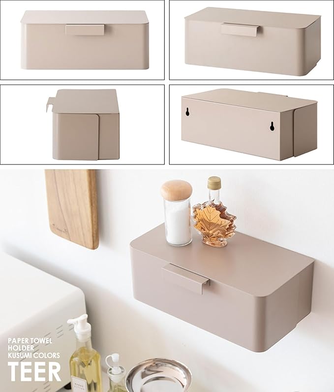 Miyatake Seisakusho Paper Towel Holder, TEER (Teal) Easy to Install Just Screw on The Wall, TH-1600K, Milk