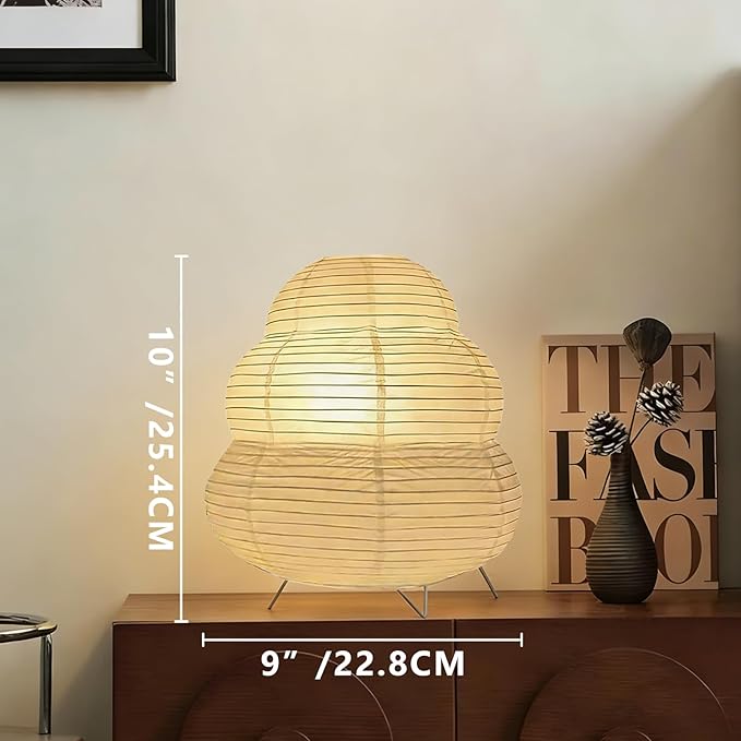 YY YEARCHY Table Lamp Paper Lamp Desk Standing Lamps with Rice Paper Shade for Bedroom Livingroom (Cloud 2 Pack)