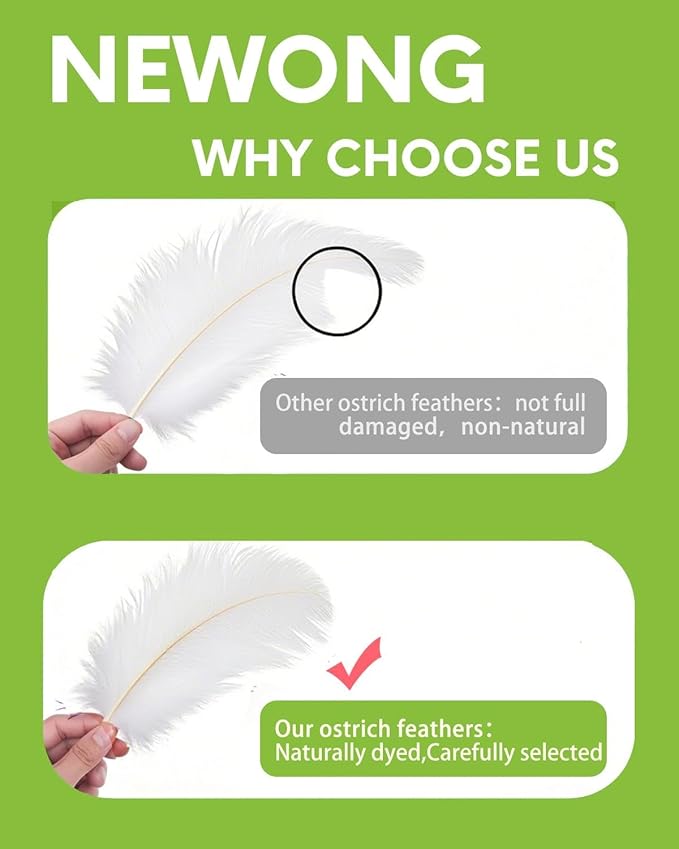 30pcs White Ostrich Feathers Natural Bulk 13-16in(33-40cm) Vase Craft Wedding Home Party Centerpieces Christmas Day Decoration