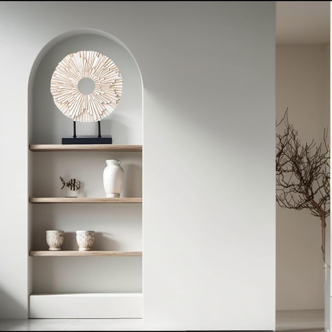 Minimalist Round Statue Above Cabinet Decor Kitchen, Modern Decorative Sculpture Home Decorations for Living Room Coffee Table, Office Decor Items, Center Pieces Decoration (White)