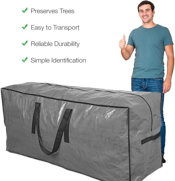 Artificial Tree Storage Bag By ProPik | Perfect for Disassembled Tree | 65” X 15” X 30” Holiday Tree Storage Case | Xmas Storage Container with Handles and Sleek Zipper (9ft, Gray)