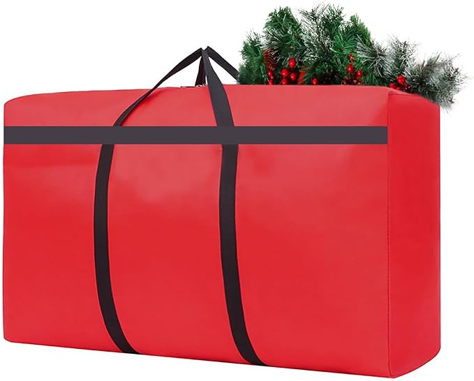 HikooLSS Small Christmas Tree Storage Bag 4Ft/5Ft Heavy Duty Reusable 600D Oxford Fabric Xmas Tree Bag/Container/Holder for Short Artificial Christmas Tree(39" X 12" X 24") Red
