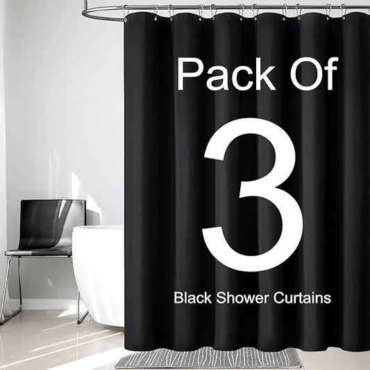 LLSCL 3 Pack Fabric Shower Curtain Liner with Magnets, Shower Curtain with Rustproof Metal Gromments and Waterproof Hotel Quality, 72 x 72 Machine Washable