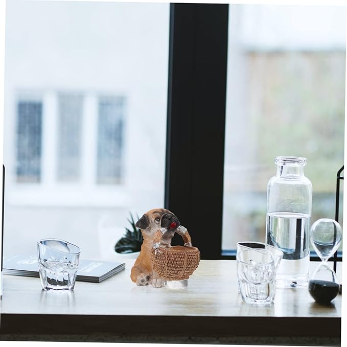 1Pc Cute Puppy Resin Key Holder Tray Multi Functional Storage Basket for Sundries Creative Desktop Adornment for Home Decor for Entryway and Organizing