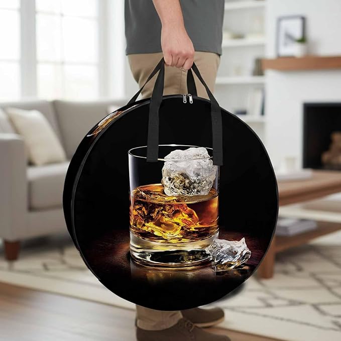 Storage Bag Whisky Glass Cups Round Storage Totes Bins Closet Organizers with Zippers & Handle Iced Wine Clothes Storage Container for Bedroom Dorm Space Saving Packing Supplies Moving Bags