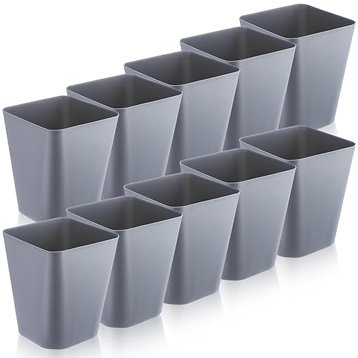 Amyhill 10 Pcs Small Trash Can 2 Gallon Plastic Garbage Can Small Waste Basket for Bathroom Office Kitchen Living Room Bedroom Home Under Desk (Grey)