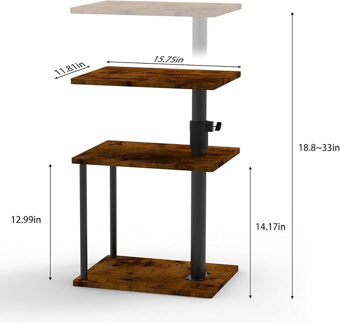 Faesun Swivel Side Table for Couch Arm, Height Adjustable C Shaped End Table for Recliner or Bed, Tv Trays with Storage Shelf for Small Spaces- Small Nightstand for Living Room, Bedroom, 2pc